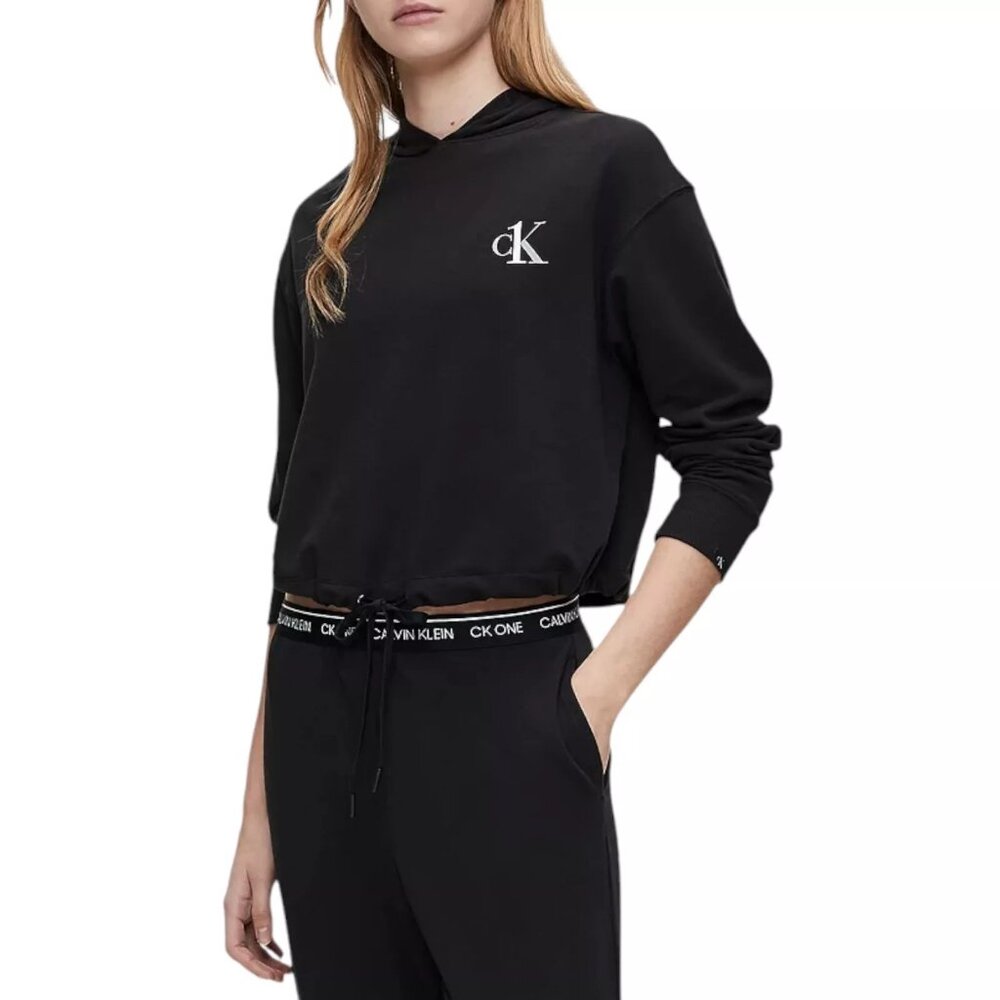 Calvin Klein Women’s CK One Lounge Long Sleeve Hoodie – Style QS6427 Black